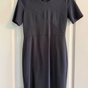 Banana Republic Navy Textured Short-Sleeve Midi Sheath Dress